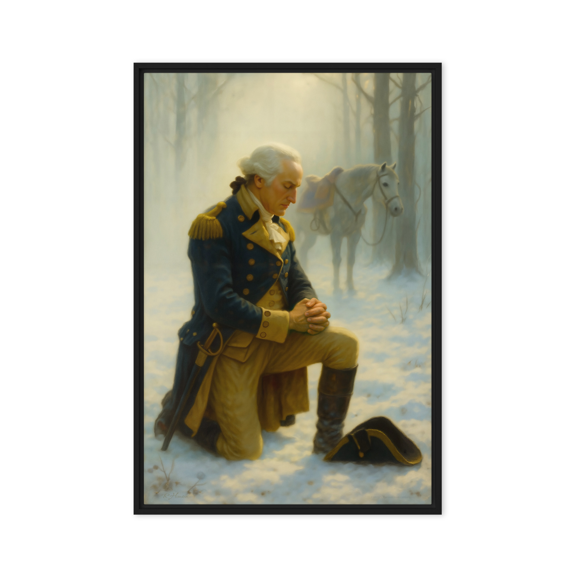 "The Prayer at Valley Forge" by R Hansen - 24" x 36" Framed Canvas